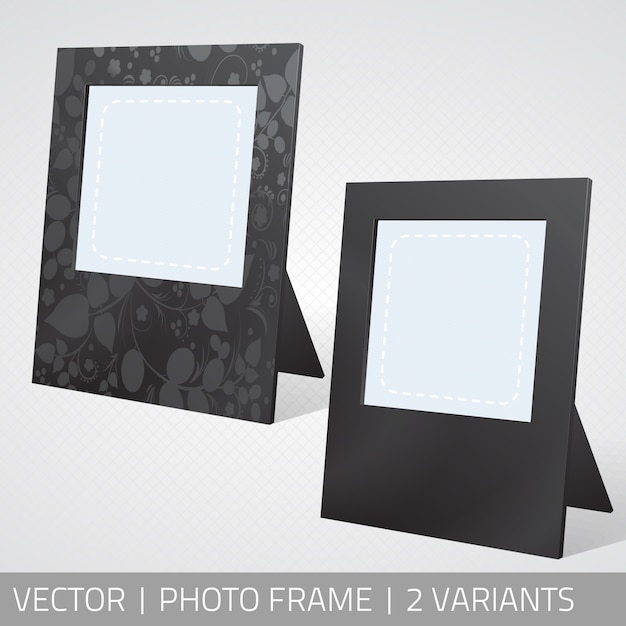 Vector isolated photo frame in perspective. realistic photo frame standing on the surface with shadow.