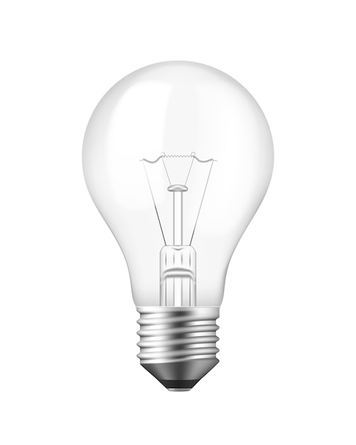 Vector Isolated Realistic Light bulb over white