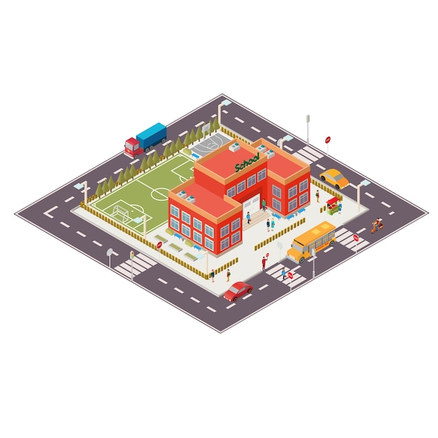 Vector isometric illustration of school building