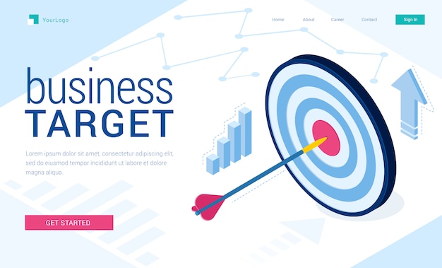 Free vector vector landing page of business target