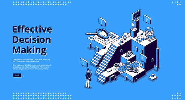 Free vector vector landing page of effective decision making