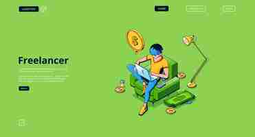 Free vector vector landing page of freelancer remote employee