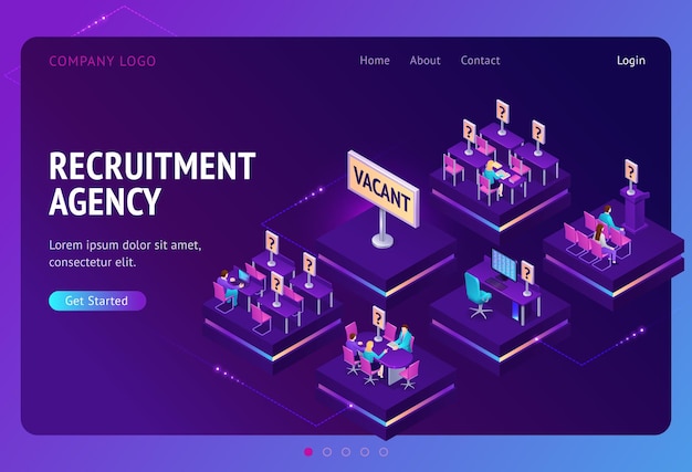 Vector landing page for recruitment agency