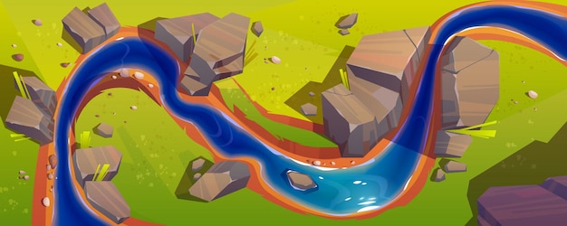 無料ベクター 川の上面図とベクトルの風景