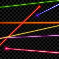 Vettore gratuito fasci laser vettoriali su sfondo plaid trasparente. energia di raggio, linea lucida, illustrazione a colori brillanti