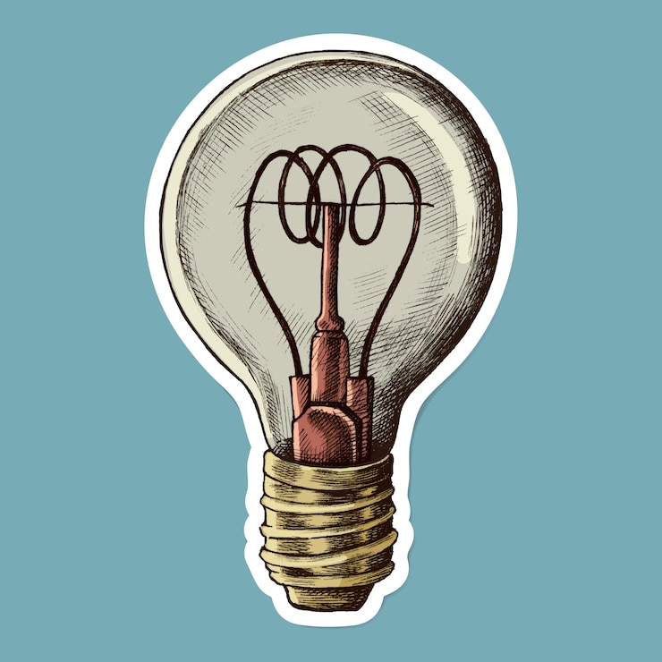 Free Vector vector lightbulb vintage cartoon sticker