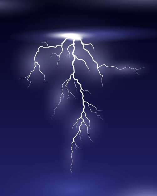 Vector Lightning on night illustration