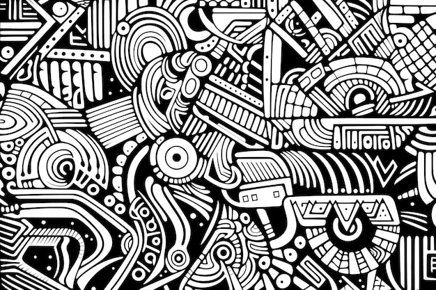 Vector line doodles of geometric pattern