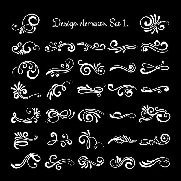 Free vector vector line vintage scroll items for ornate design