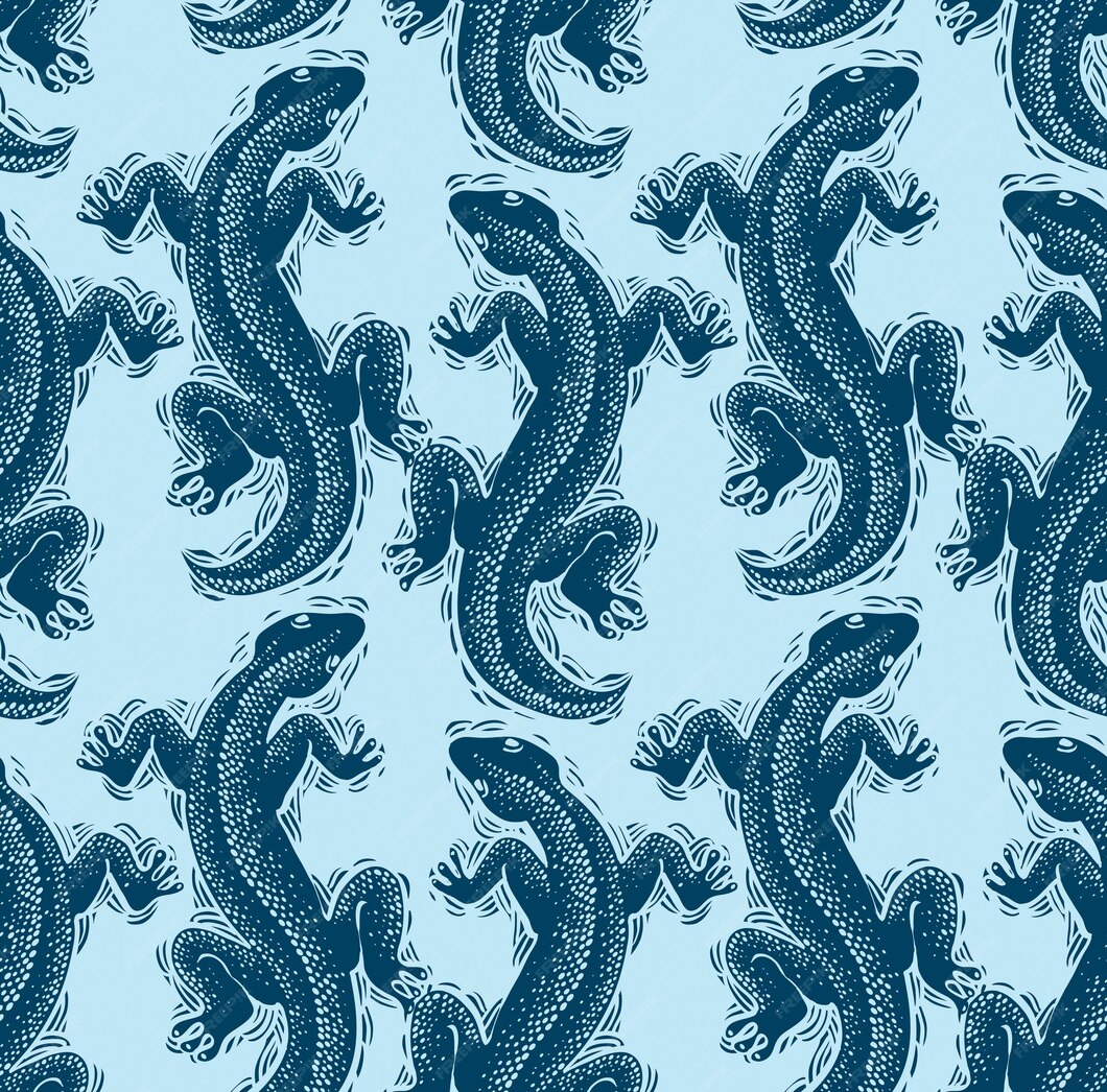 Premium Vector Vector lizards wrapping paper, seamless pattern with