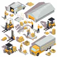 Free vector vector logistic and delivery isometric icons