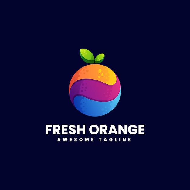 Vector logo illustration fresh orange gradient colorful style.