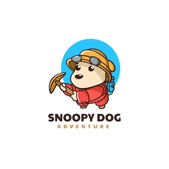 Векторная иллюстрация логотипа снупи собака талисман мультяшном стиле