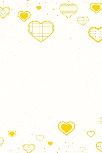 Free vector vector lovely yellow border decorated with hearts