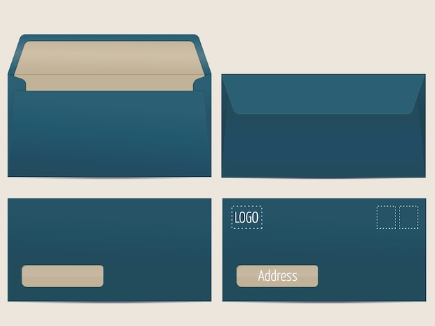 無料ベクター ベクターメール封筒。あなたのデザインのための空白の封筒。ベクトルエンベロープテンプレート。