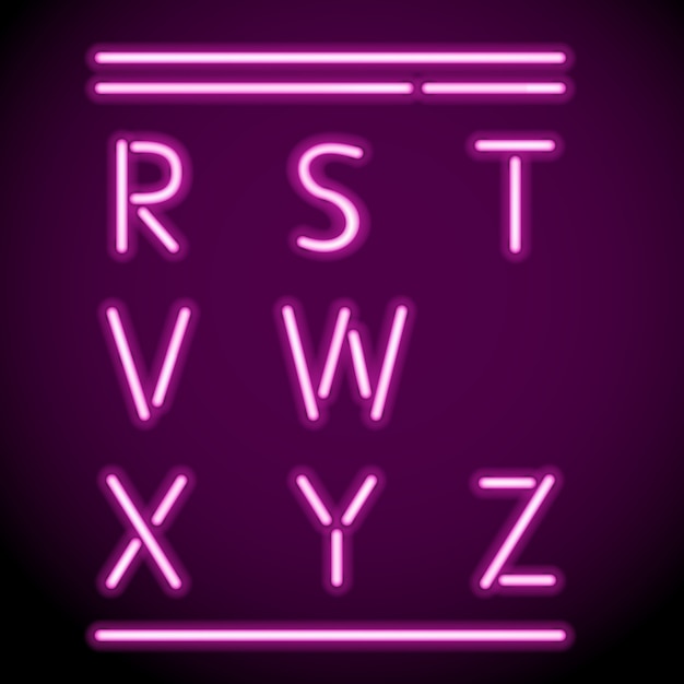 Бесплатное векторное изображение Векторная сетка реалистичные буквы из неоновых трубок