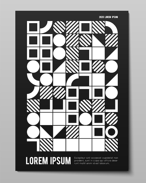 Free vector vector minimalistic poster with simple shapes. procedural geometric. swiss style abstract layout. conceptual generative backdrop form modern journal, book cover, branding, business presentations.