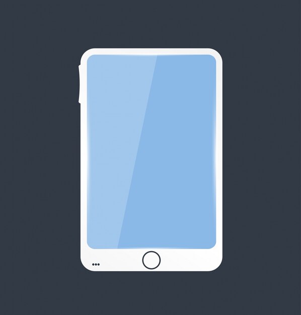 Vector mobile icon and glossy. blue screen