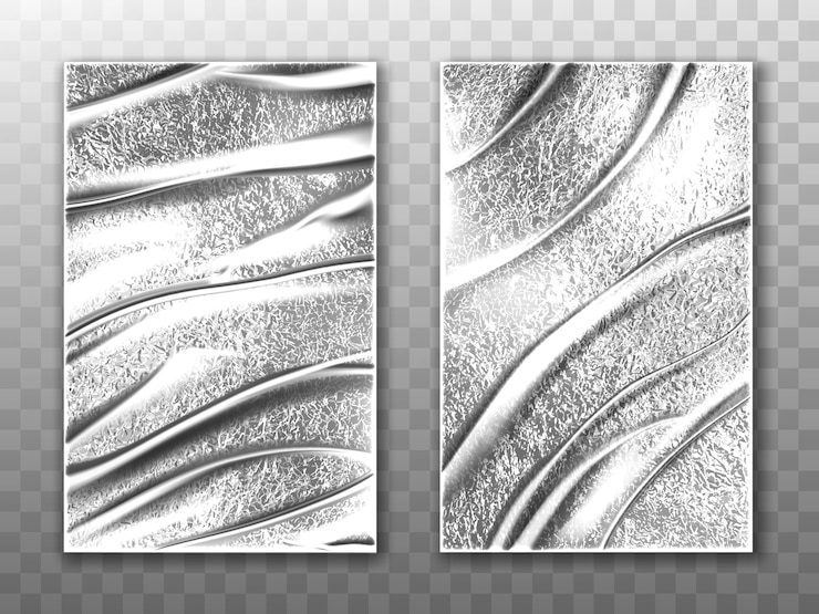 Free Vector vector mockup of foil sheets, silver stretch film