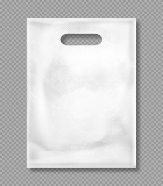 Vettore gratuito mockup di vettore del sacchetto di plastica bianco