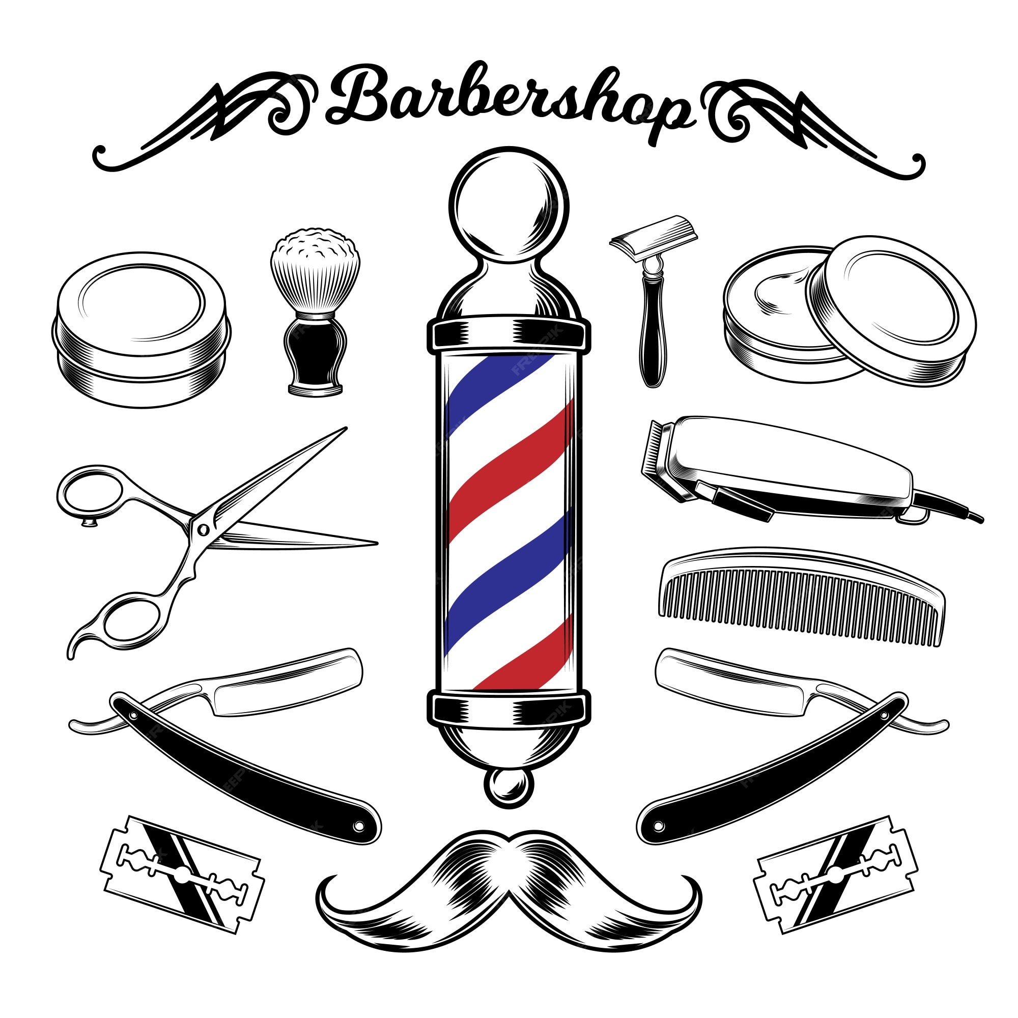 Barber Shop Stickers (.eps) Free Vector Download 