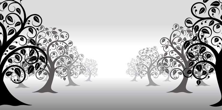 Free Vector vector monochrome seamless tree silhouette illustration horizontally repeatable