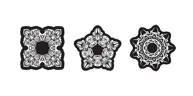 Vector monochrome set of mandalas round abstract objects isolated on white background ethnic decorative element Premium Vector