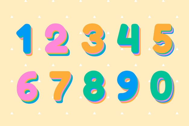 Free vector vector number set 3d font