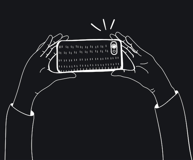 Бесплатное векторное изображение Вектор руки с фотографией со смартфоном