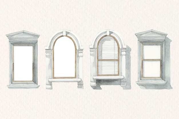 Free vector vector old european architecture watercolor collection