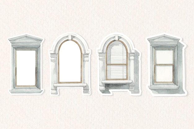 Free vector vector old european architecture watercolor collection