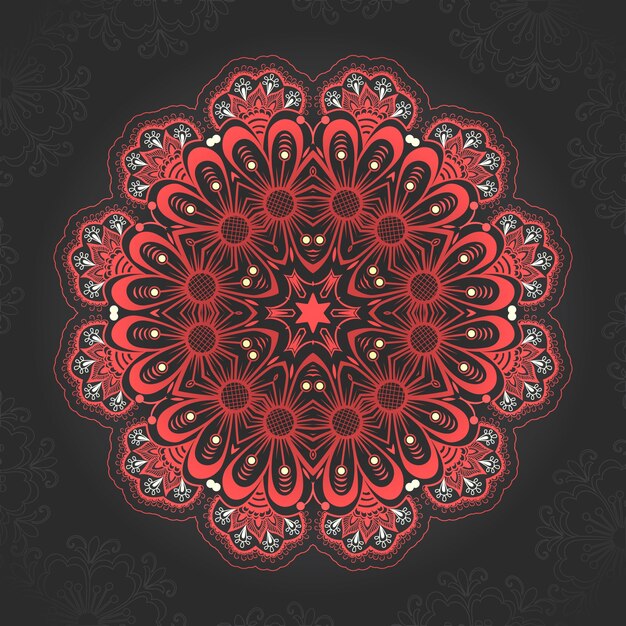 Vector ornamental round lace with damask and arabesque elements. Mehndi style. Orient traditional ornament. Zentangle-like round colored floral ornament.