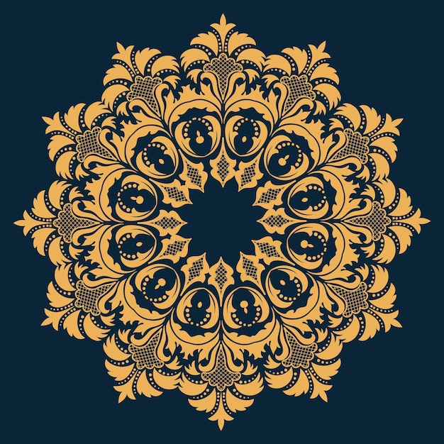 Free vector vector ornamental round lace with damask and arabesque elements. mehndi style. orient traditional ornament. zentangle-like round colored floral ornament.