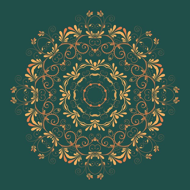 Векторные декоративные круглые кружева с дамасской и арабески элементов. Mehndi стиль. Восточный традиционный орнамент. Zentangle-как круглый цветной цветочный орнамент.