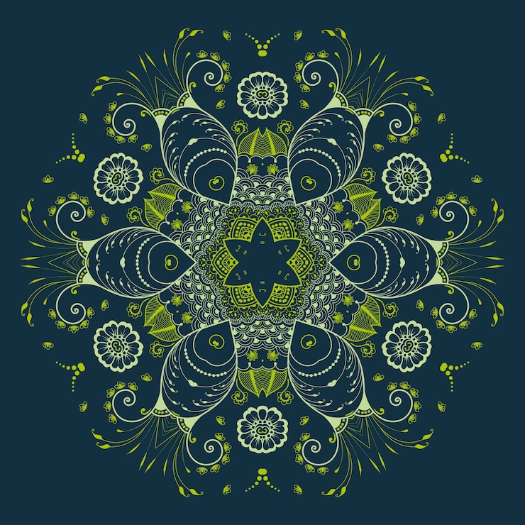 Free Vector vector ornamental round lace with damask and arabesque elements. mehndi style. orient traditional ornament. zentangle-like round colored floral ornament.