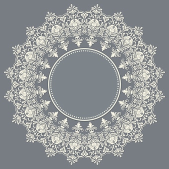 Vector ornamental round lace with damask and arabesque elements. mehndi style. orient traditional ornament. zentangle-like round colored floral ornament.