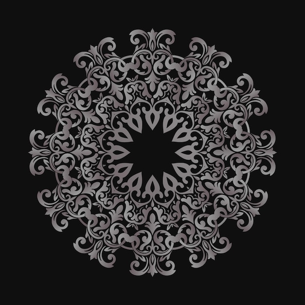 Векторное декоративное круглое кружево с элементами дамаска и арабески в стиле Менди Восточный традиционный орнамент Zentanglelike круглый цветной цветочный орнамент