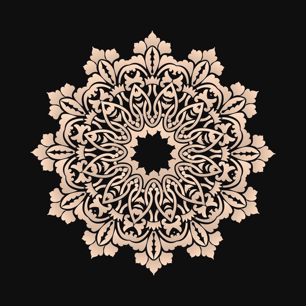 Векторное декоративное круглое кружево с элементами штофа и арабески. Менди стиль