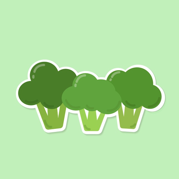 Free vector vector pastel broccoli vegetable sticker cartoon clipart