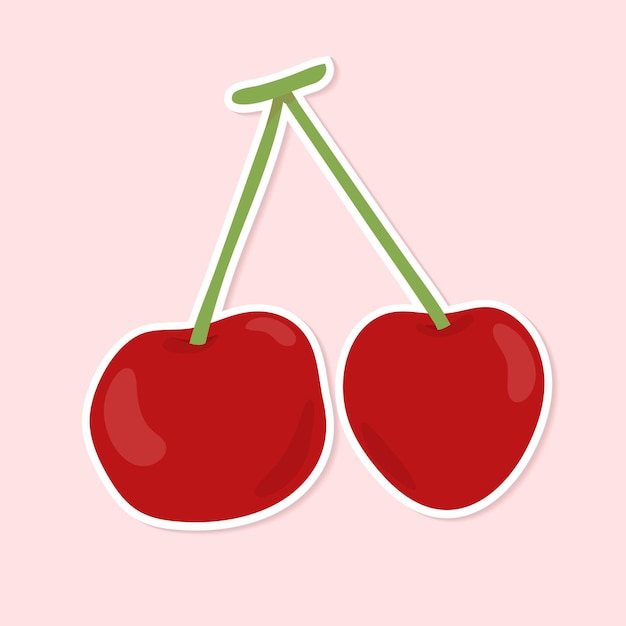 Free vector vector pastel cherry fruit sticker cartoon clipart