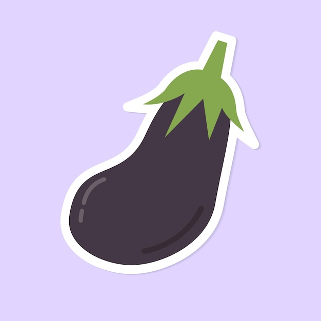 Free vector vector pastel eggplant food sticker clipart