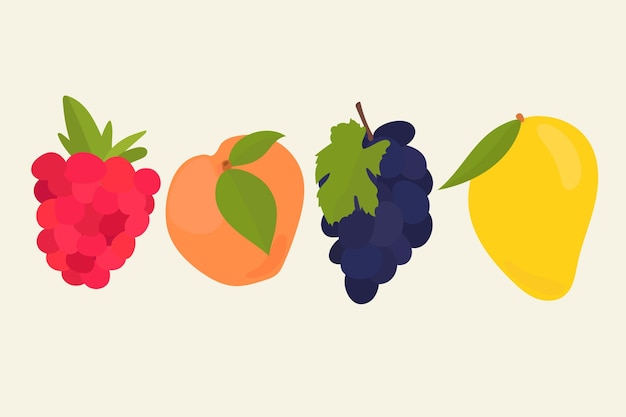 Vector pastel fruit sticker collection