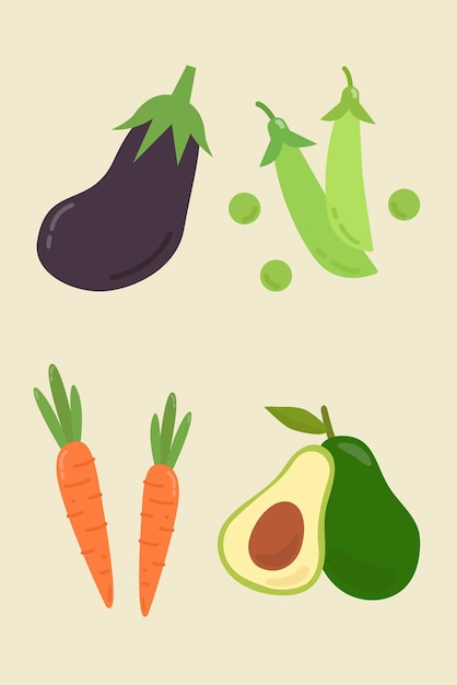 Free vector vector pastel vegetable sticker collection