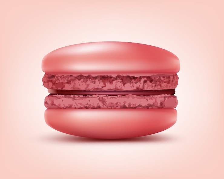 Free Vector vector pink french macaron or macaroon close up front view isolated on background