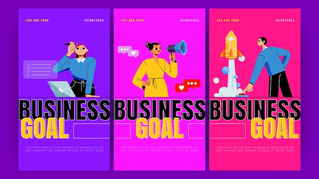 Vector posters of business goals