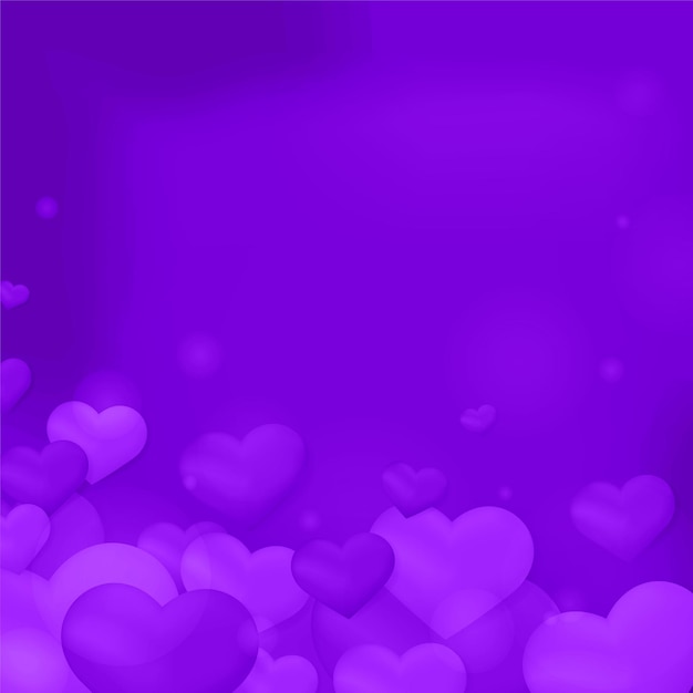 Vector purple heart bubble bokeh pattern background