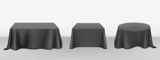 Free vector vector realistic black tablecloth on tables