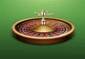 Бесплатное векторное изображение Вектор реалистичные казино вид сбоку колесо рулетки, изолированные на зеленом покерном столе
