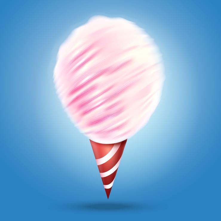 Free Vector vector realistic cotton candy. sweet candy, confection delicious illustration