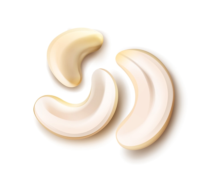 Free Vector vector realistic handful of cashew nuts close up top view isolated on white background